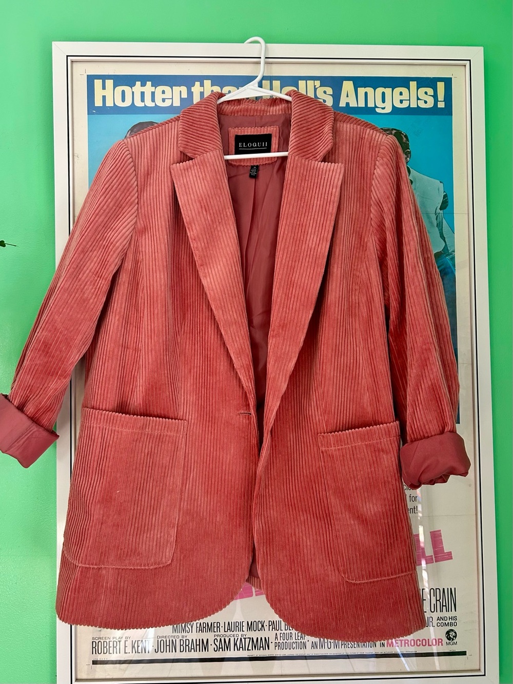 Eloquii Women's Rose/Pink Corduroy Blazer